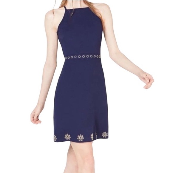 Michael Kors | Dresses | Michael Kors Navy Blue Dress With Gold  Embellishments | Poshmark